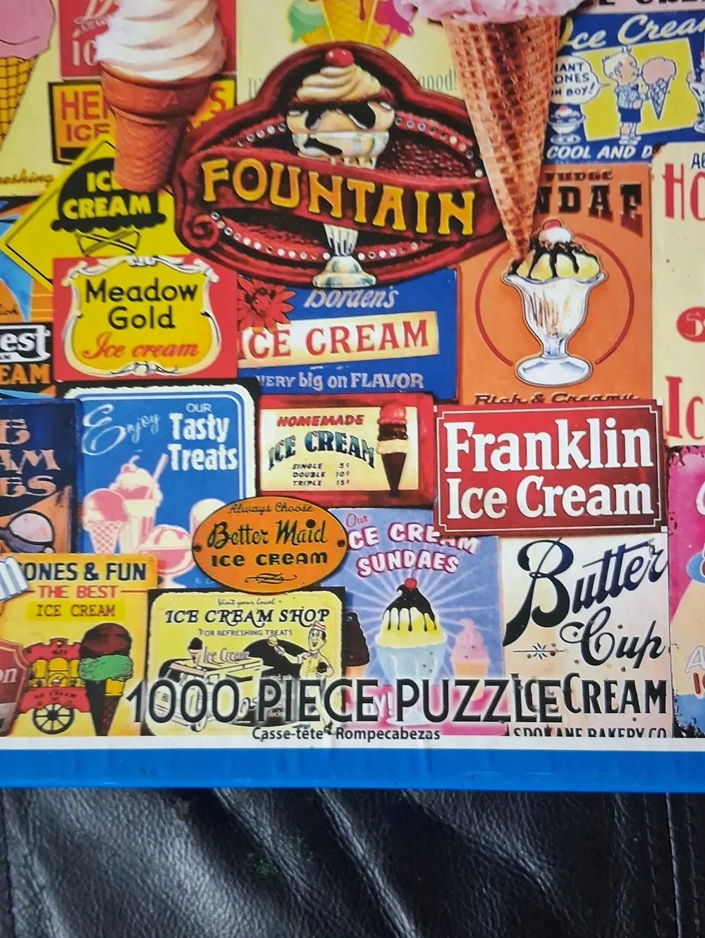 VINTAGE White Mountain Ice Cream 1000-Piece Jigsaw Puzzle - Colorful Retro Signs